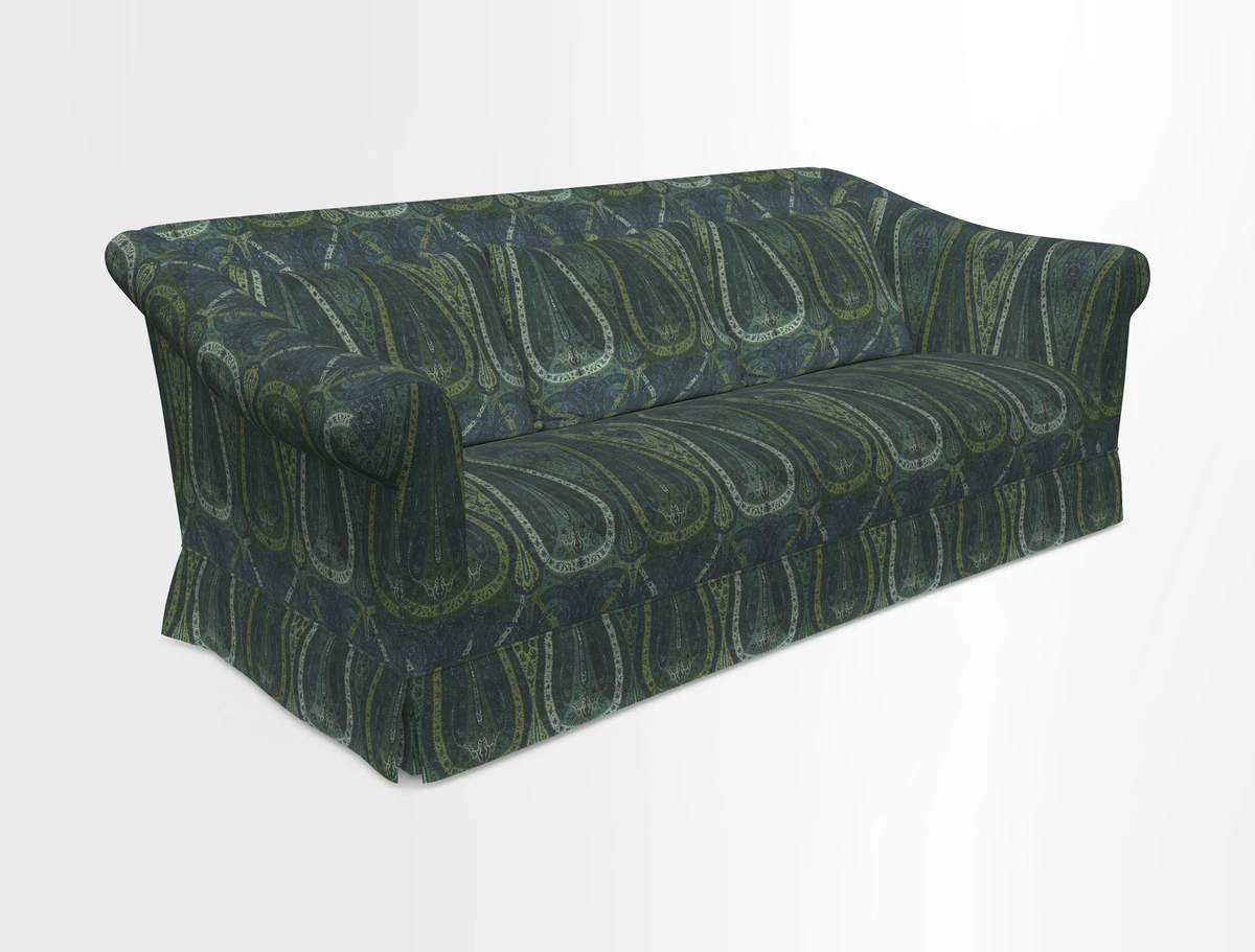 Turnberry 3 seater sofa in Contour Lines Berry with scatters in Frond Stripe Small Berry