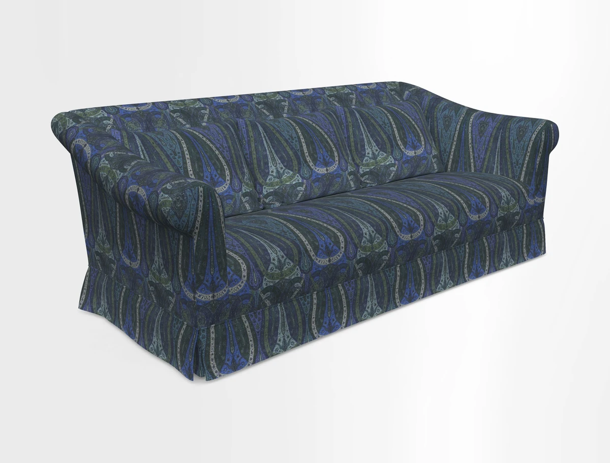Turnberry 3 seater sofa in Contour Lines Berry with scatters in Frond Stripe Small Berry