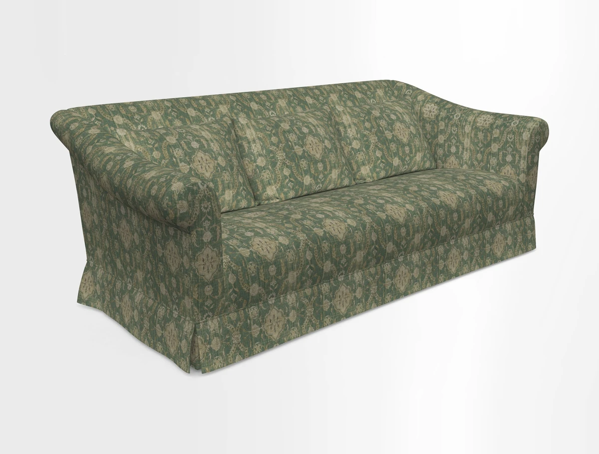 Turnberry 3 seater sofa in Contour Lines Berry with scatters in Frond Stripe Small Berry