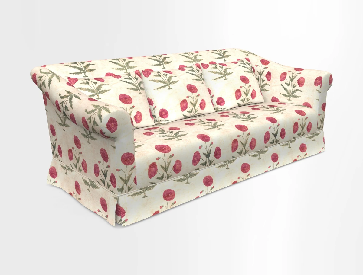 Turnberry 3 seater sofa in Contour Lines Berry with scatters in Frond Stripe Small Berry