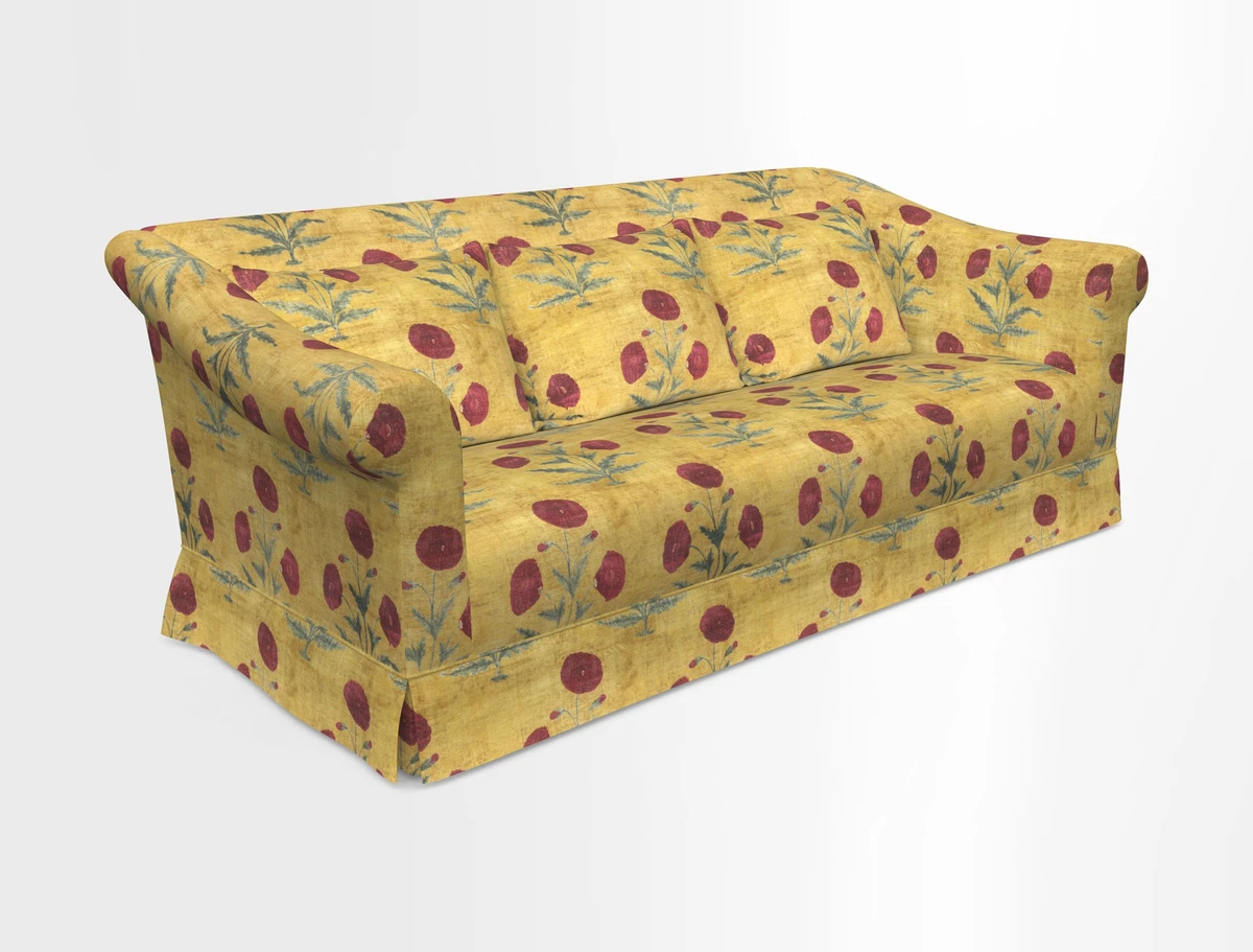 Turnberry 3 seater sofa in Contour Lines Berry with scatters in Frond Stripe Small Berry