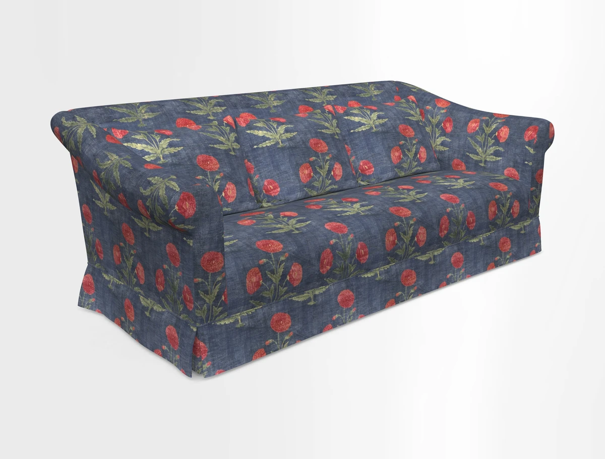 Turnberry 3 seater sofa in Contour Lines Berry with scatters in Frond Stripe Small Berry