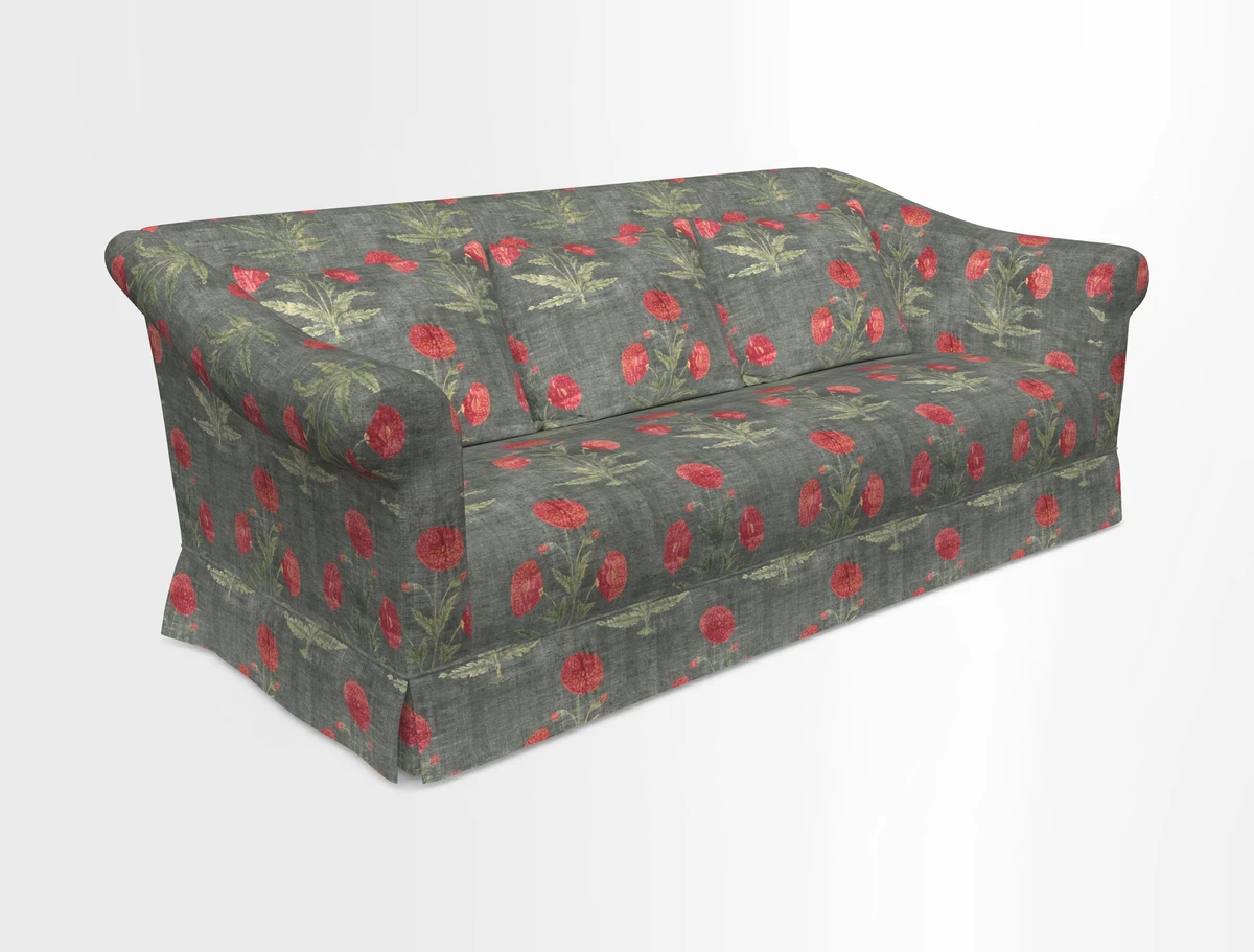Turnberry 3 seater sofa in Contour Lines Berry with scatters in Frond Stripe Small Berry