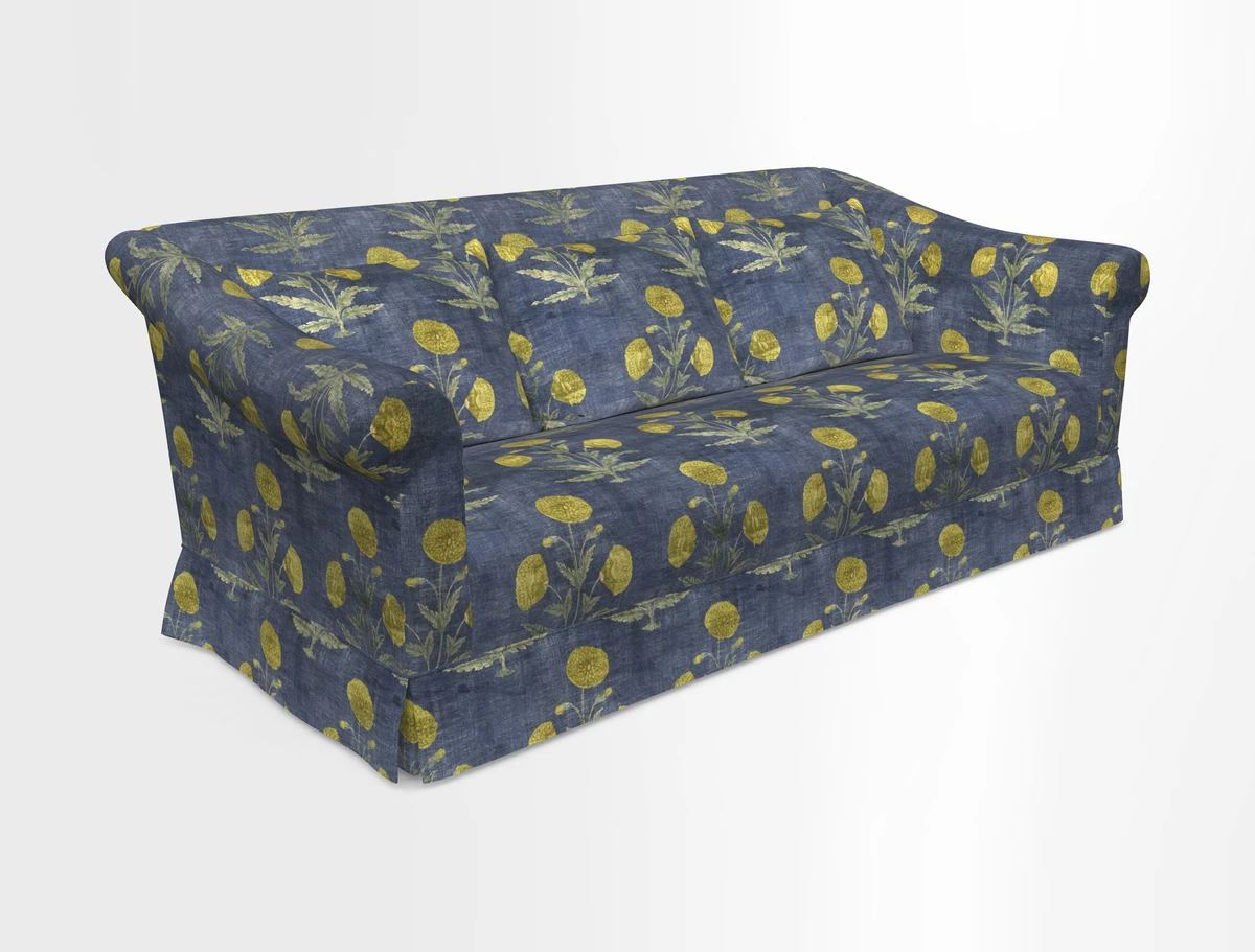 Turnberry 3 seater sofa in Contour Lines Berry with scatters in Frond Stripe Small Berry