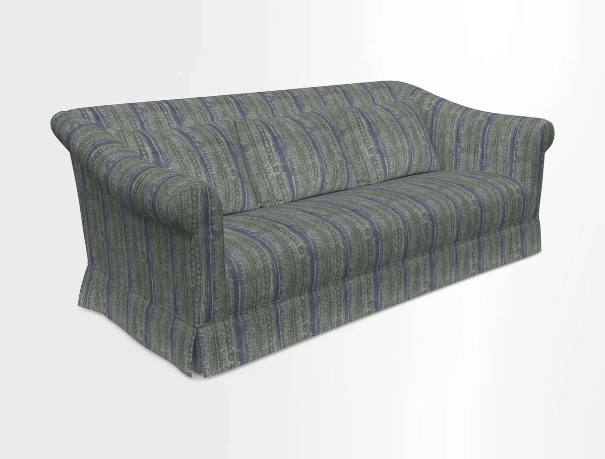 Turnberry 3 seater sofa in Contour Lines Berry with scatters in Frond Stripe Small Berry