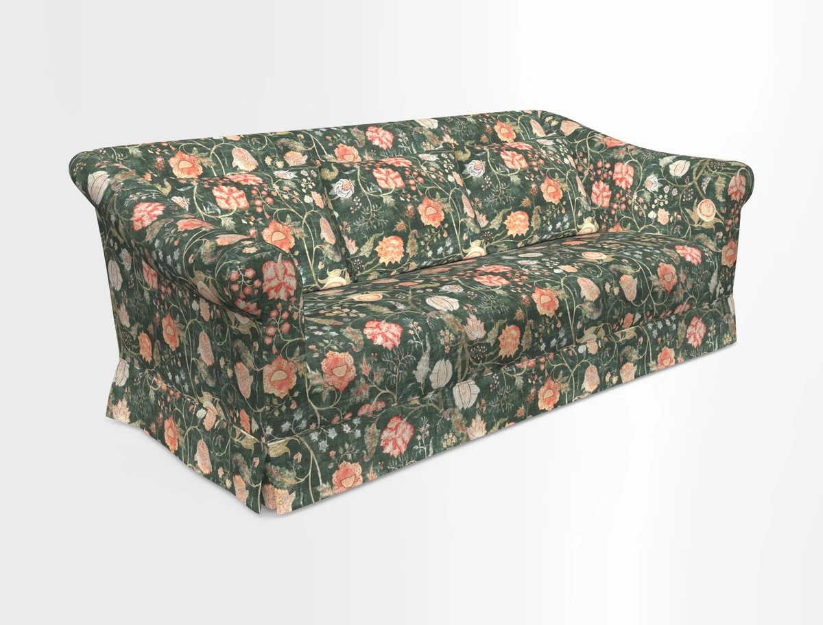 Turnberry 3 seater sofa in Contour Lines Berry with scatters in Frond Stripe Small Berry