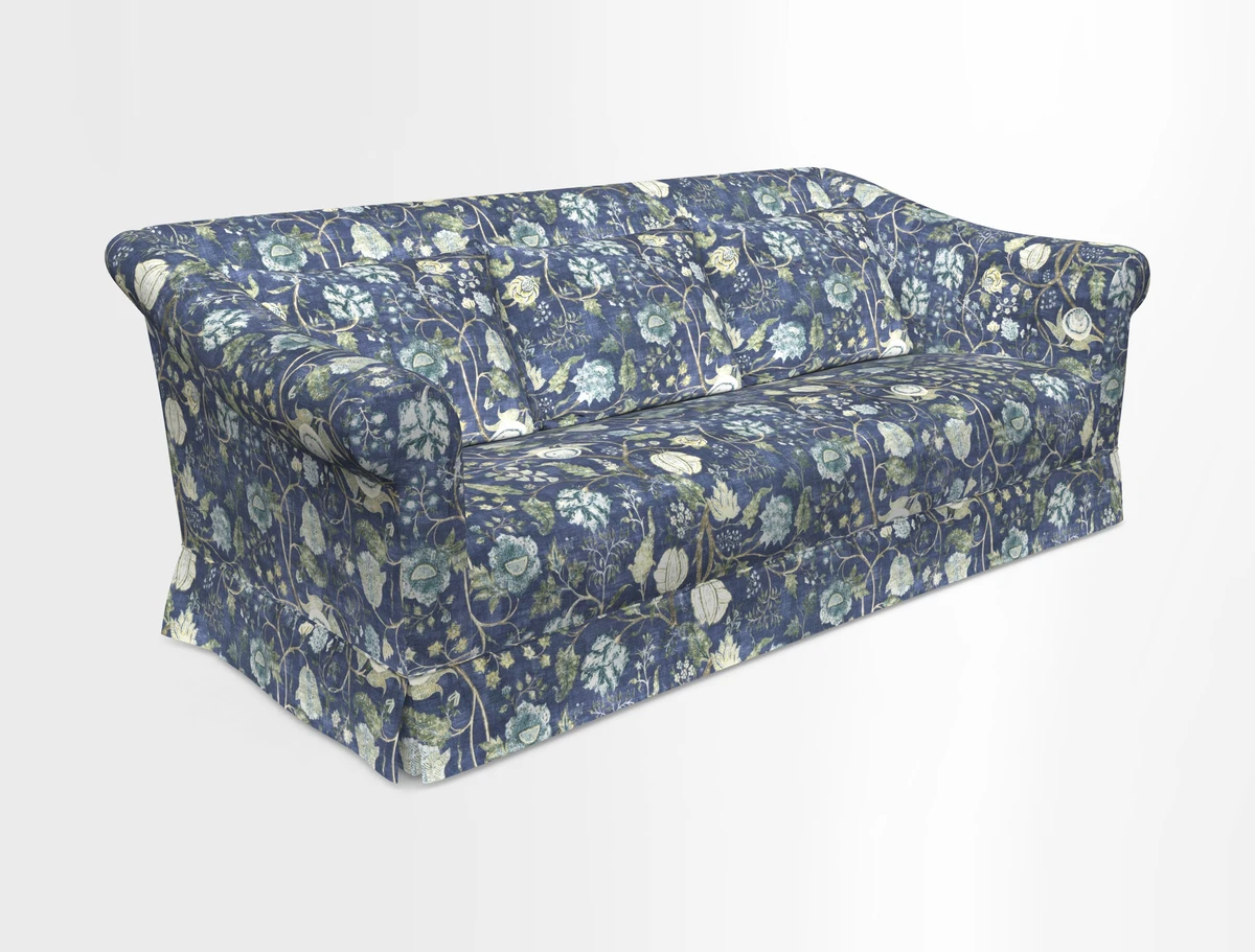 Turnberry 3 seater sofa in Contour Lines Berry with scatters in Frond Stripe Small Berry