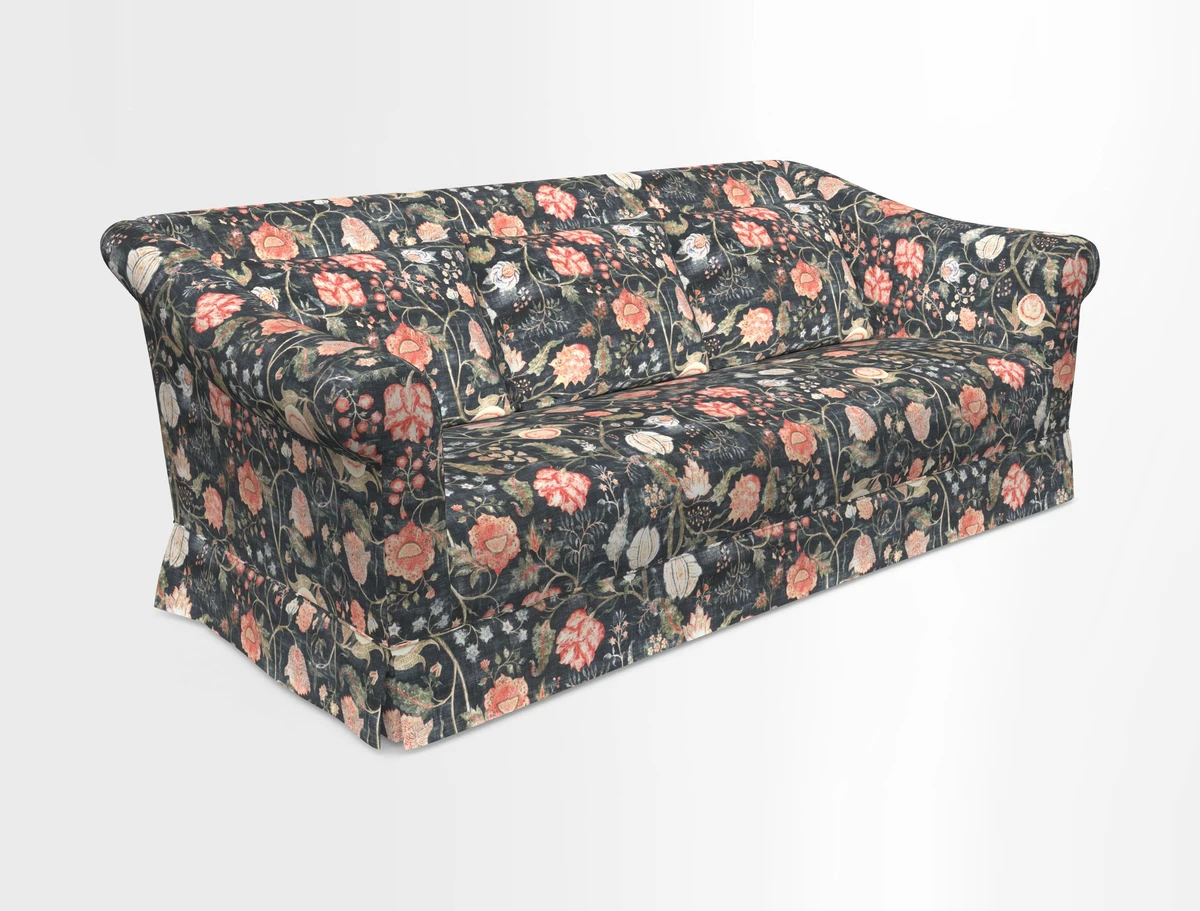 Turnberry 3 seater sofa in Contour Lines Berry with scatters in Frond Stripe Small Berry