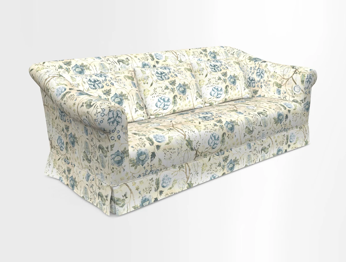 Turnberry 3 seater sofa in Contour Lines Berry with scatters in Frond Stripe Small Berry