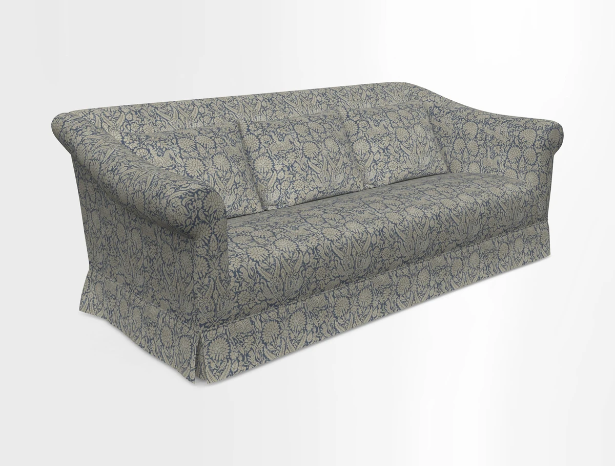 Turnberry 3 seater sofa in Contour Lines Berry with scatters in Frond Stripe Small Berry