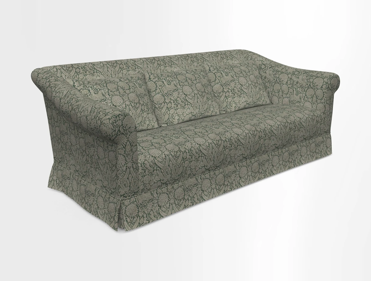 Turnberry 3 seater sofa in Contour Lines Berry with scatters in Frond Stripe Small Berry