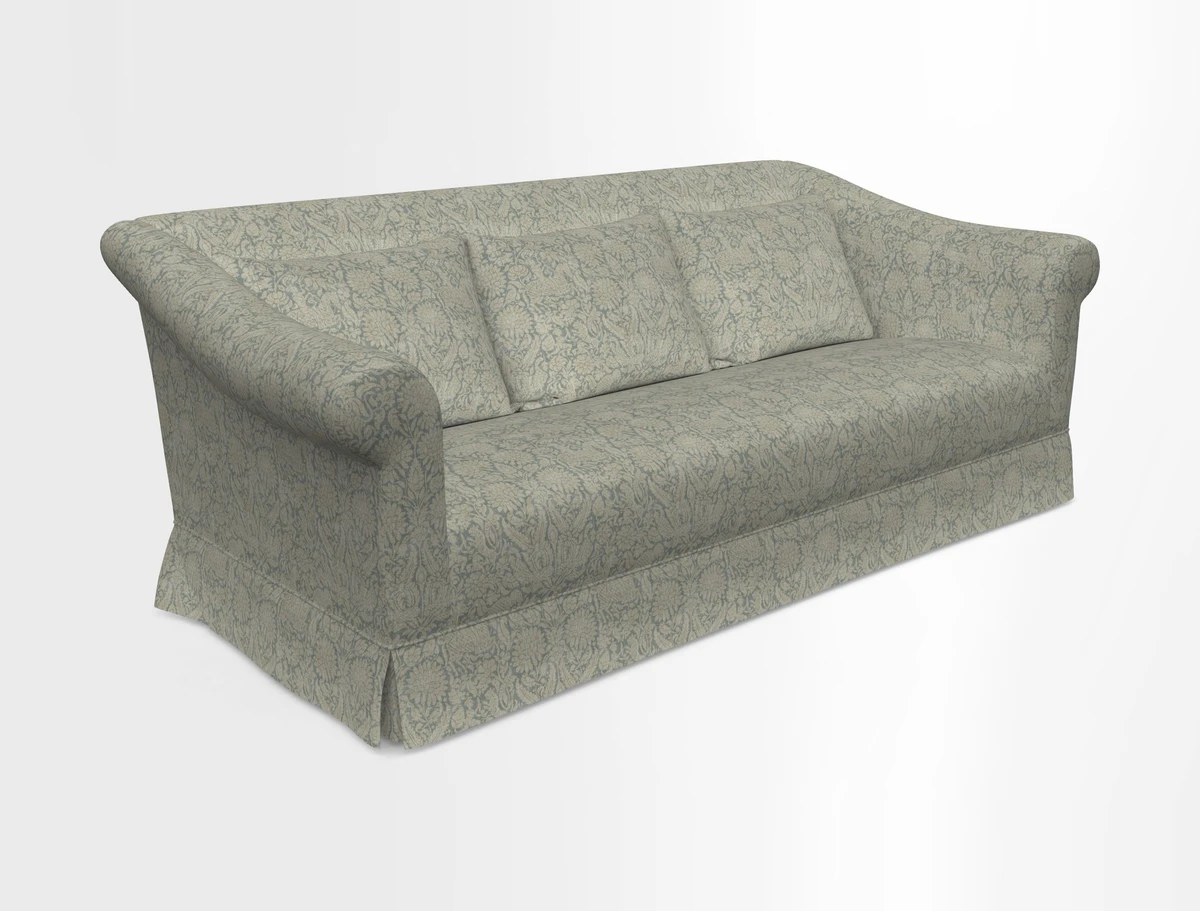 Turnberry 3 seater sofa in Contour Lines Berry with scatters in Frond Stripe Small Berry