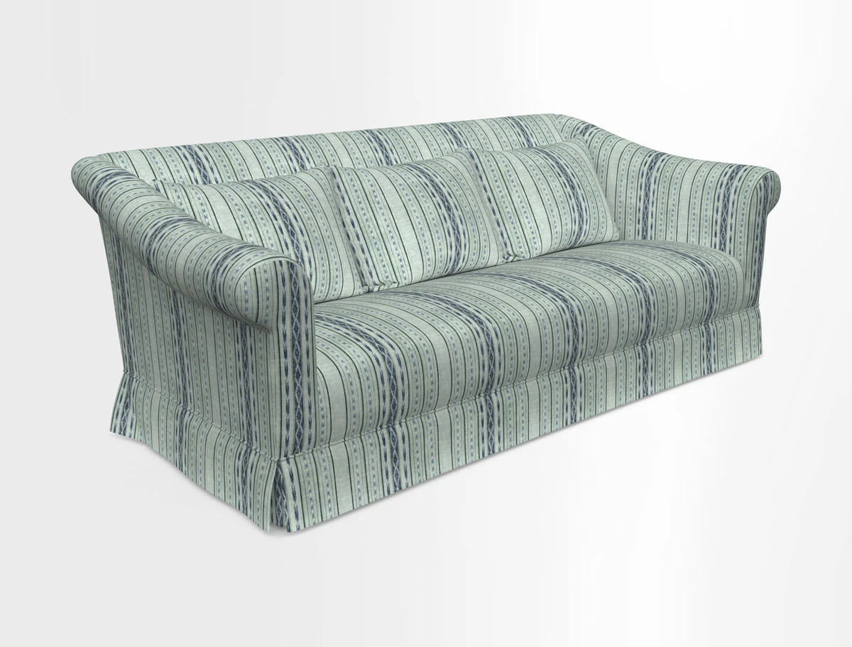 Turnberry 3 seater sofa in Contour Lines Berry with scatters in Frond Stripe Small Berry