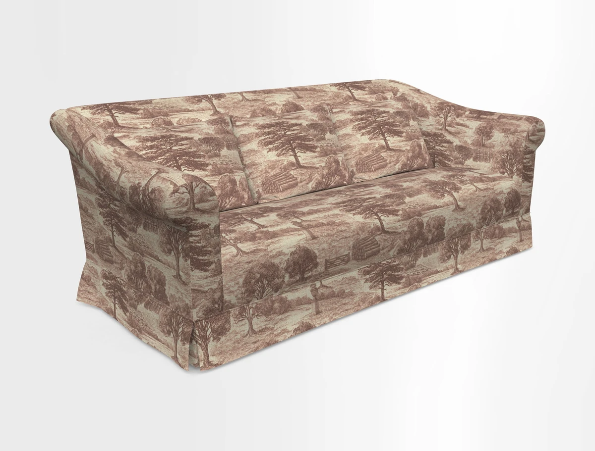 Turnberry 3 seater sofa in Contour Lines Berry with scatters in Frond Stripe Small Berry
