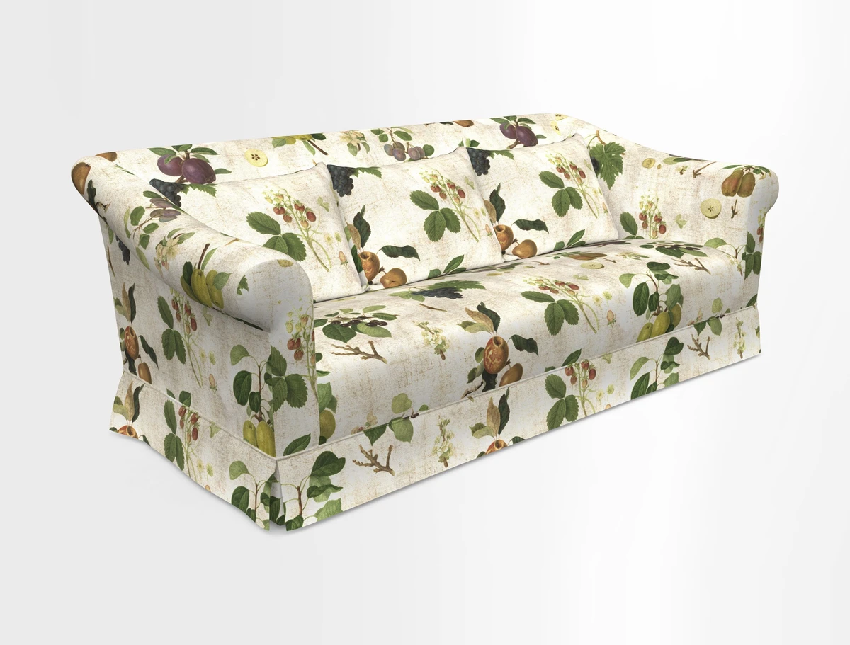 Turnberry 3 seater sofa in Contour Lines Berry with scatters in Frond Stripe Small Berry