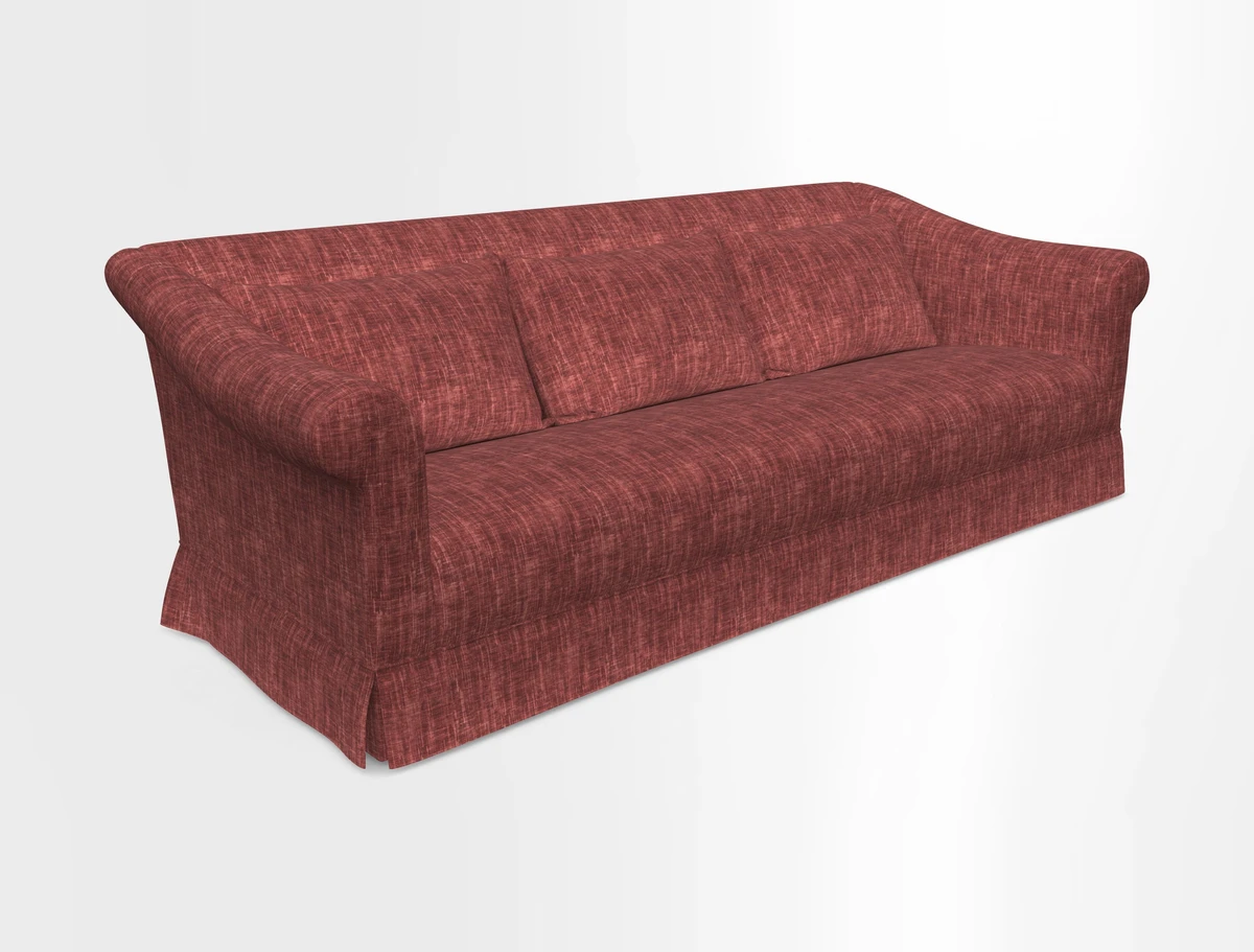 Turnberry 3 seater sofa in Contour Lines Berry with scatters in Frond Stripe Small Berry