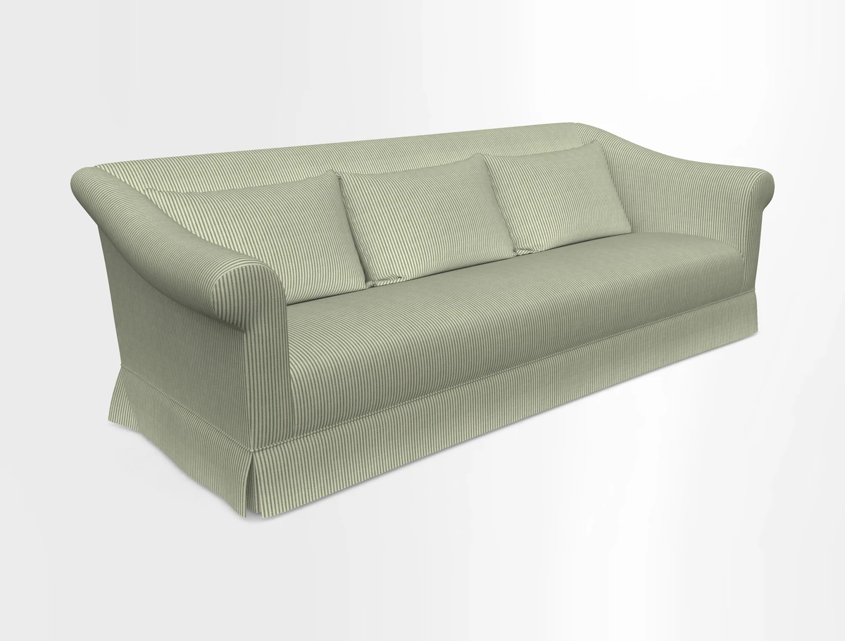 Turnberry 3 seater sofa in Contour Lines Berry with scatters in Frond Stripe Small Berry