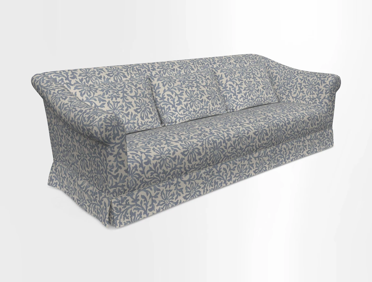 Turnberry 3 seater sofa in Contour Lines Berry with scatters in Frond Stripe Small Berry