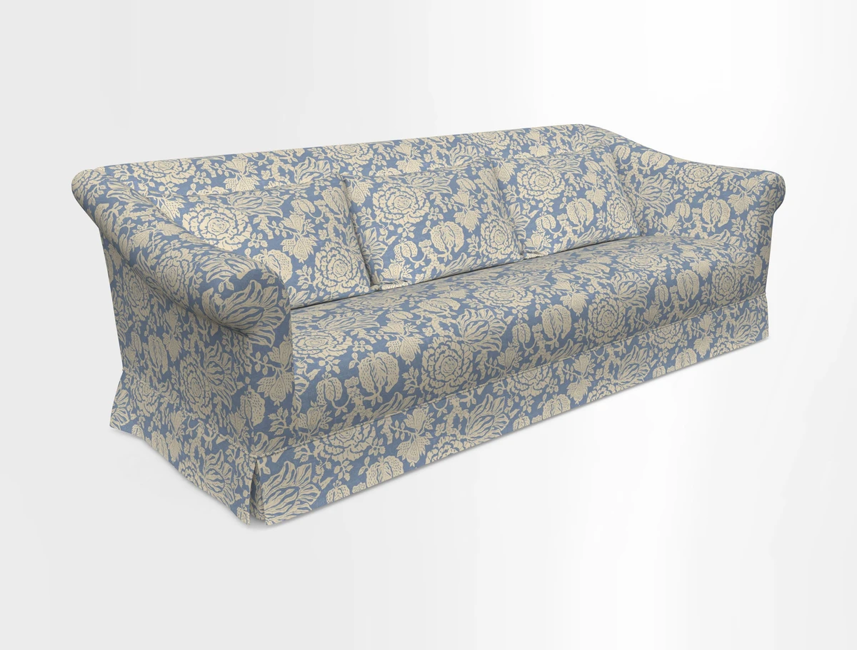 Turnberry 3 seater sofa in Contour Lines Berry with scatters in Frond Stripe Small Berry
