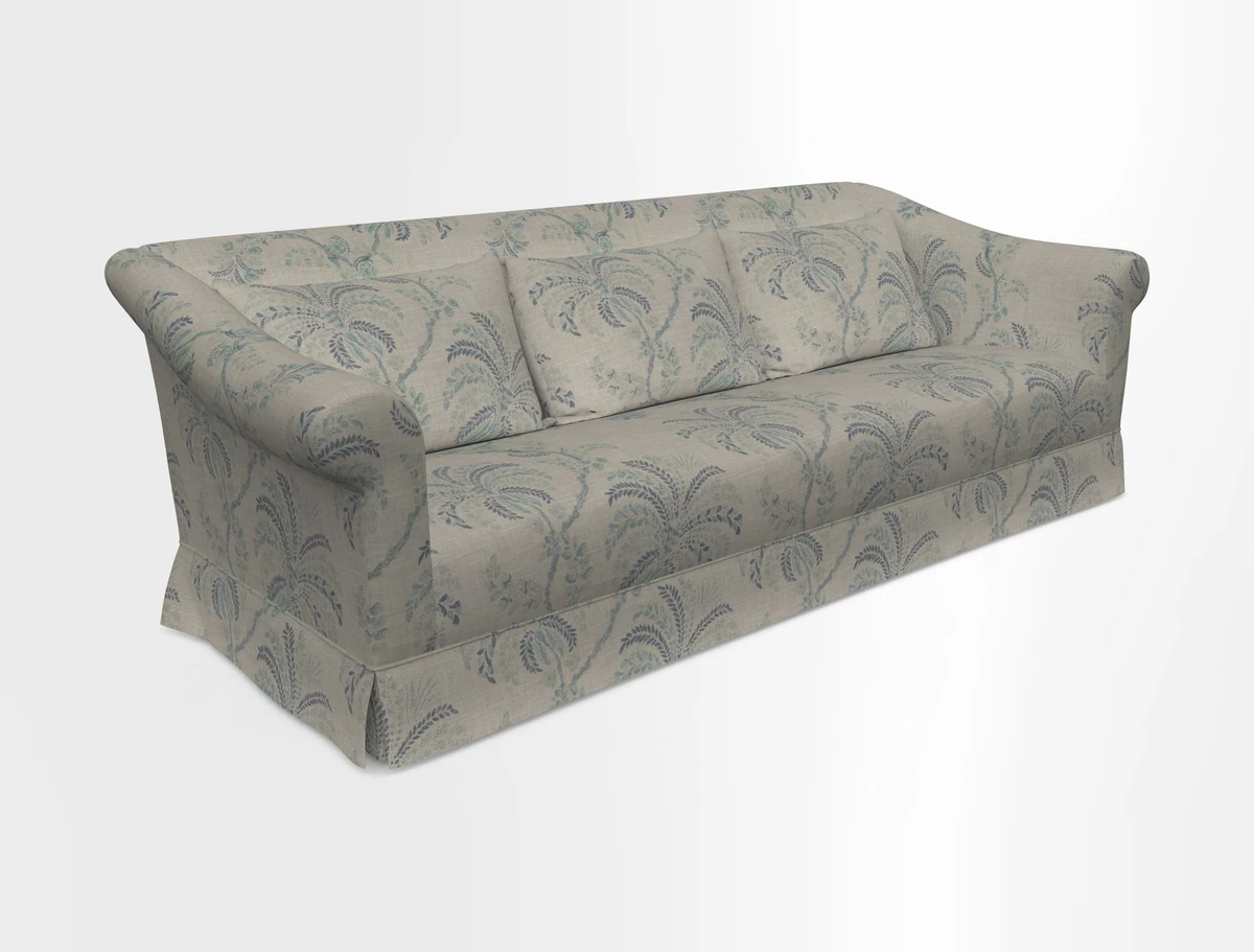 Turnberry 3 seater sofa in Contour Lines Berry with scatters in Frond Stripe Small Berry