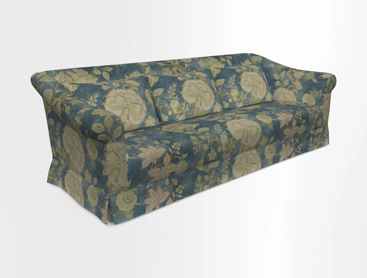 Turnberry 3 seater sofa in Contour Lines Berry with scatters in Frond Stripe Small Berry