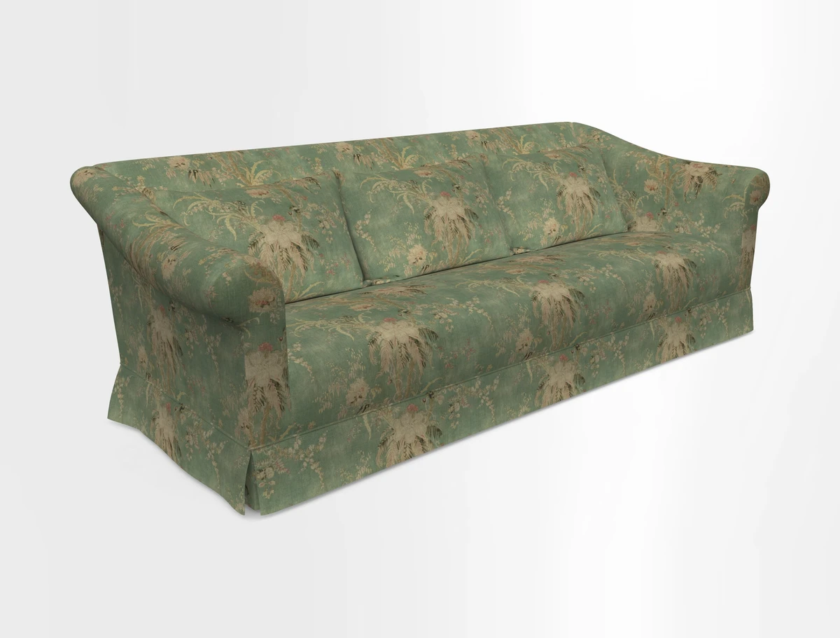 Turnberry 3 seater sofa in Contour Lines Berry with scatters in Frond Stripe Small Berry