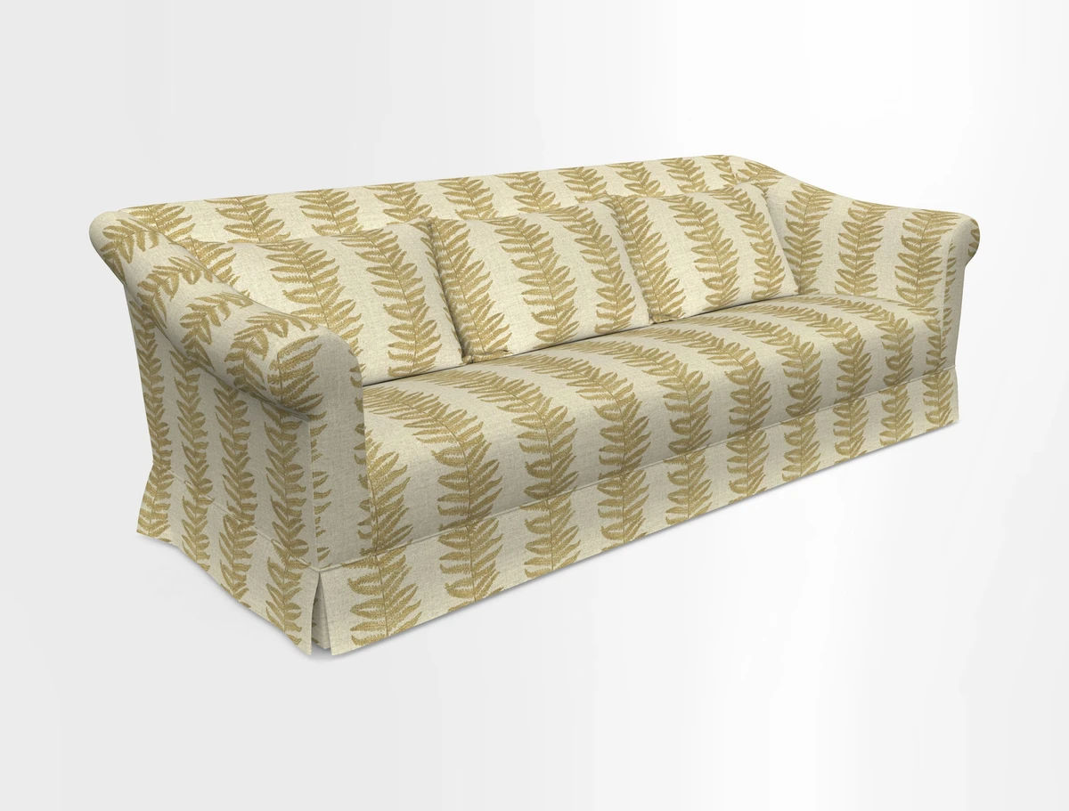 Turnberry 3 seater sofa in Contour Lines Berry with scatters in Frond Stripe Small Berry