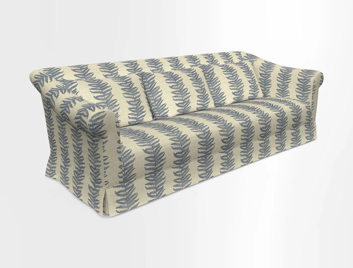Turnberry 3 seater sofa in Contour Lines Berry with scatters in Frond Stripe Small Berry