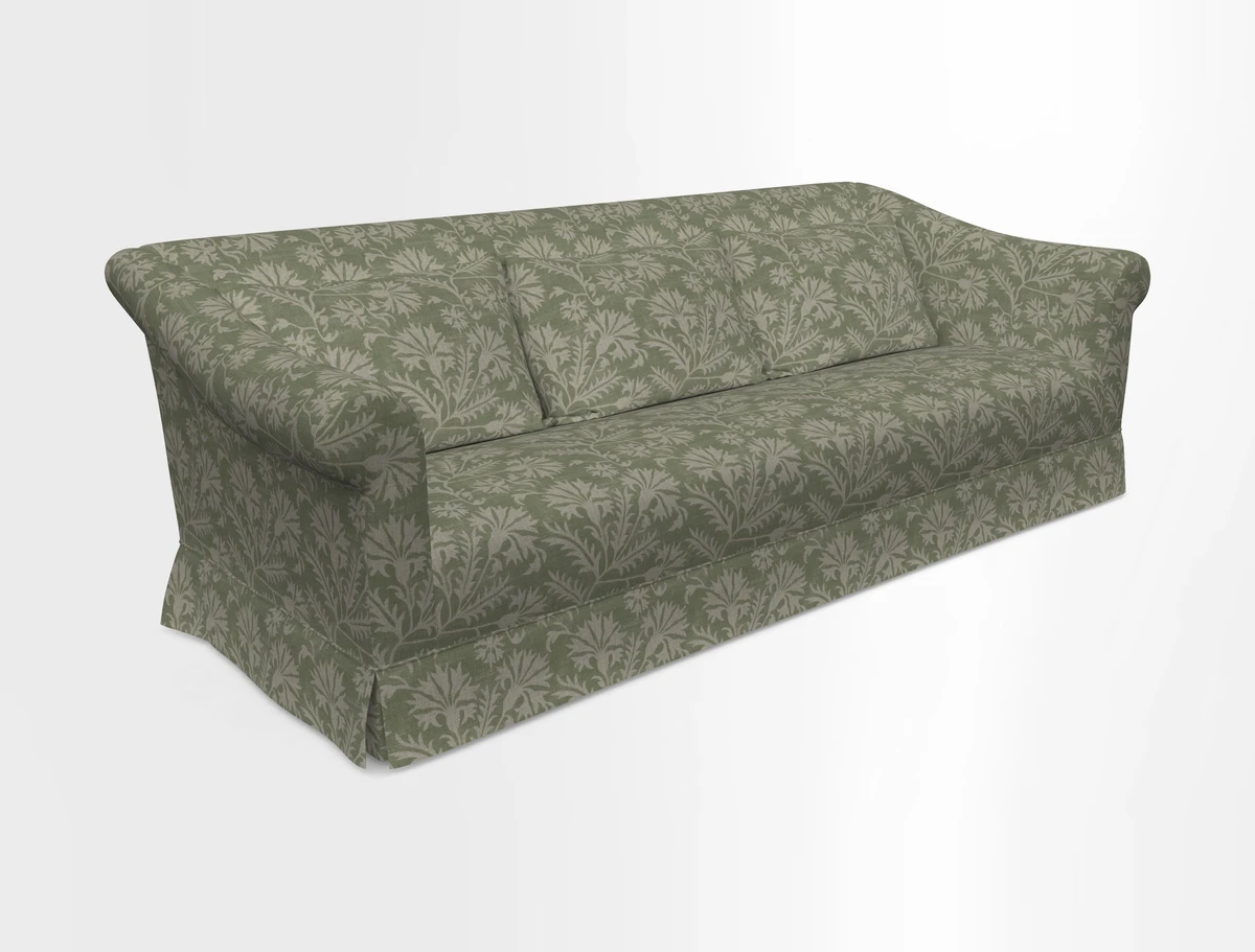 Turnberry 3 seater sofa in Contour Lines Berry with scatters in Frond Stripe Small Berry
