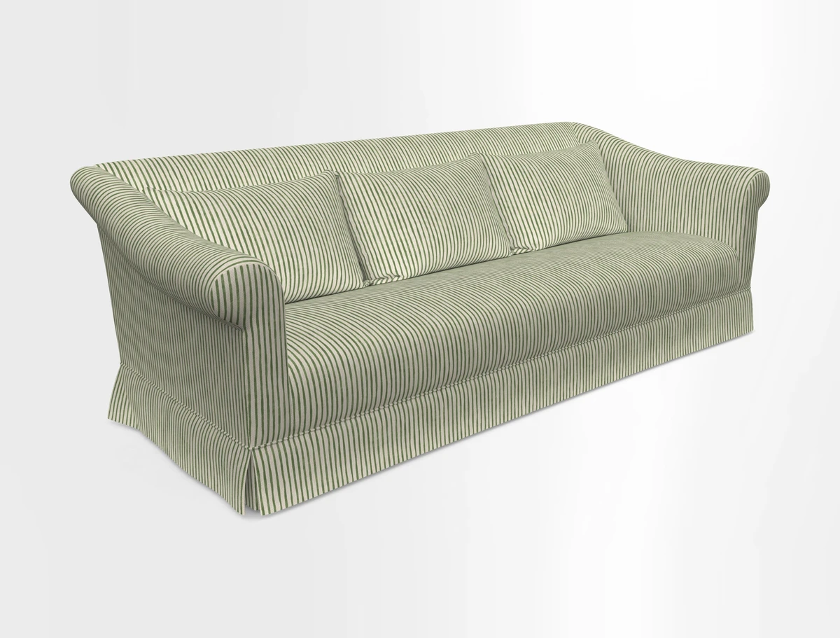 Turnberry 3 seater sofa in Contour Lines Berry with scatters in Frond Stripe Small Berry