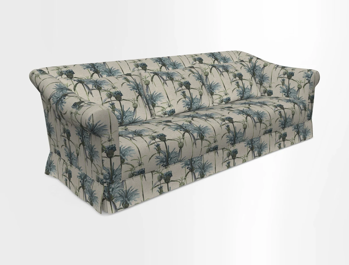 Turnberry 3 seater sofa in Contour Lines Berry with scatters in Frond Stripe Small Berry