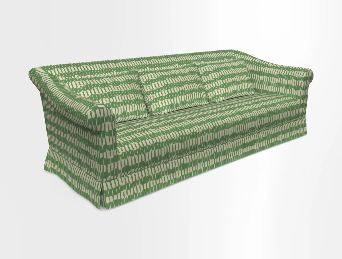 Turnberry 3 seater sofa in Contour Lines Berry with scatters in Frond Stripe Small Berry