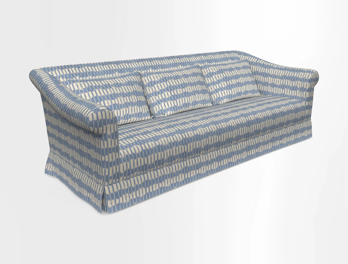 Turnberry 3 seater sofa in Contour Lines Berry with scatters in Frond Stripe Small Berry