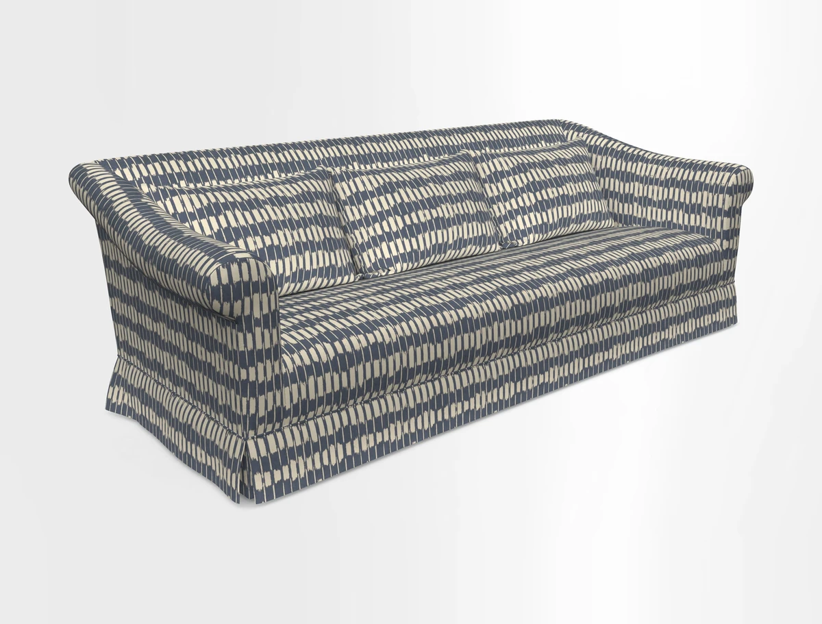 Turnberry 3 seater sofa in Contour Lines Berry with scatters in Frond Stripe Small Berry