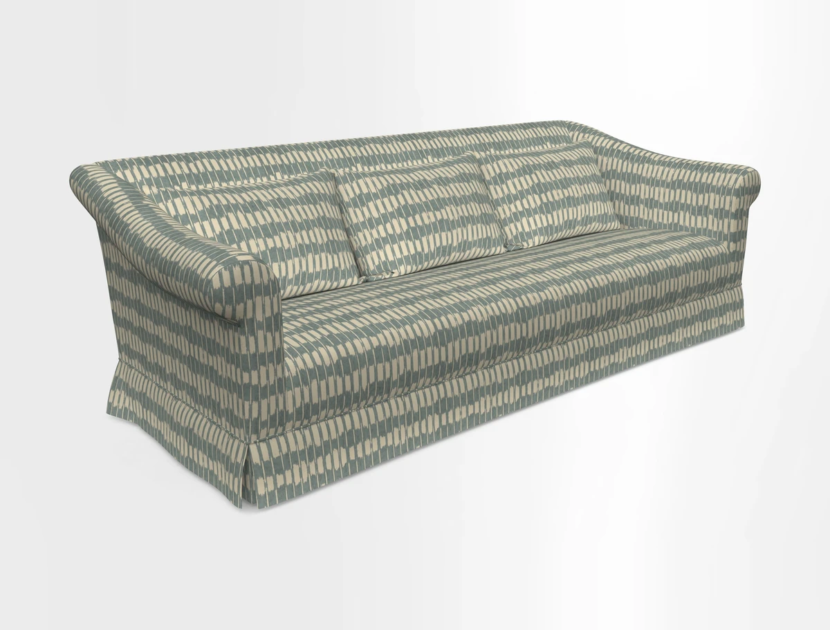 Turnberry 3 seater sofa in Contour Lines Berry with scatters in Frond Stripe Small Berry