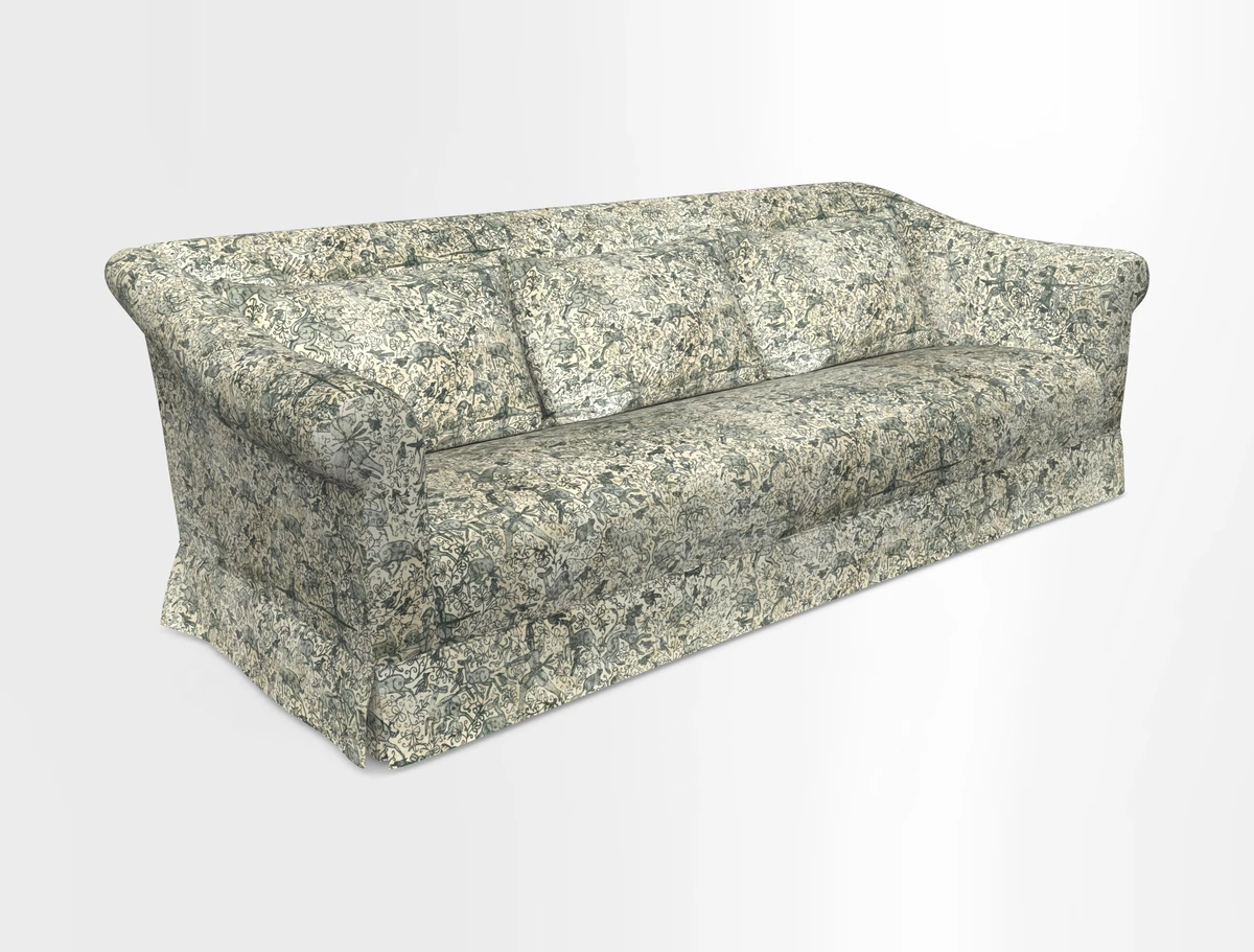 Turnberry 3 seater sofa in Contour Lines Berry with scatters in Frond Stripe Small Berry