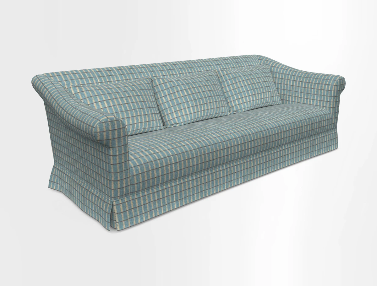Turnberry 3 seater sofa in Contour Lines Berry with scatters in Frond Stripe Small Berry