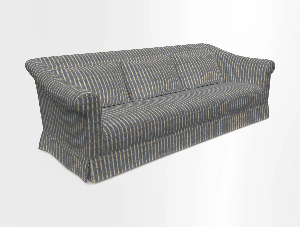Turnberry 3 seater sofa in Contour Lines Berry with scatters in Frond Stripe Small Berry