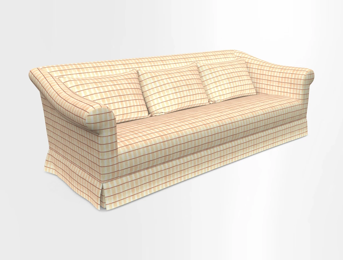 Turnberry 3 seater sofa in Contour Lines Berry with scatters in Frond Stripe Small Berry