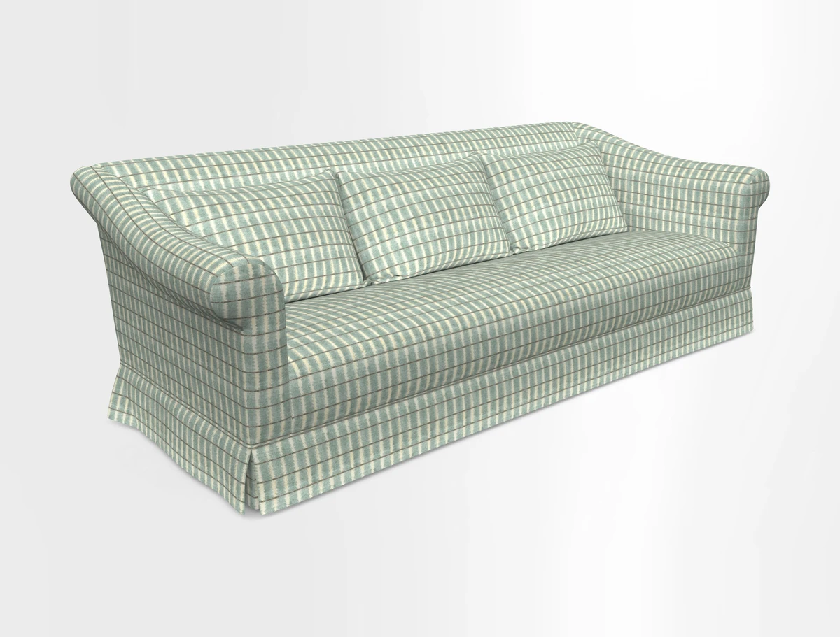 Turnberry 3 seater sofa in Contour Lines Berry with scatters in Frond Stripe Small Berry