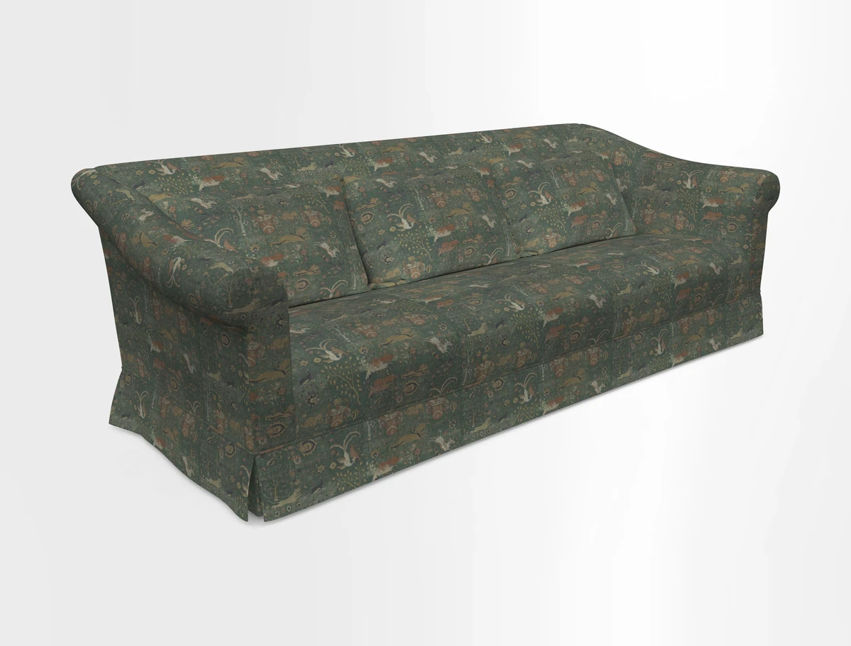 Turnberry 3 seater sofa in Contour Lines Berry with scatters in Frond Stripe Small Berry