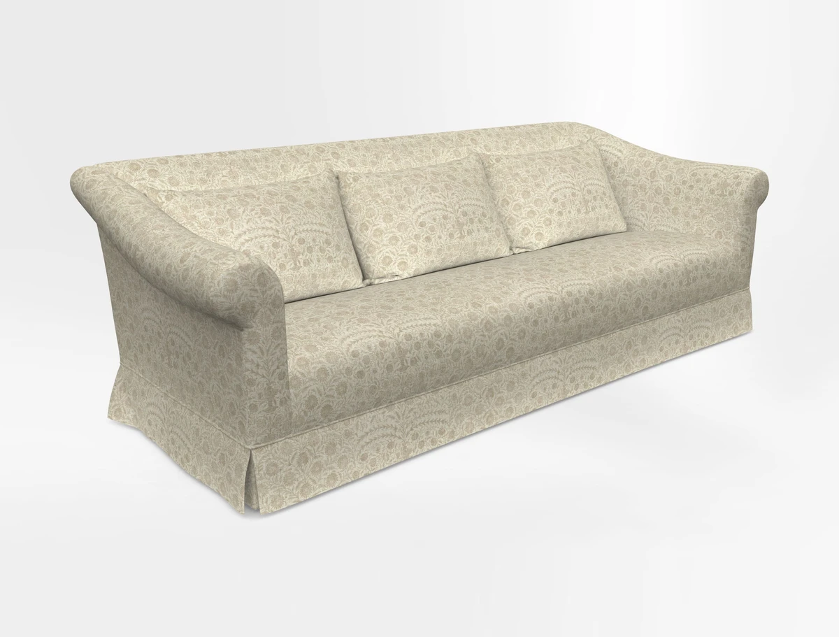 Turnberry 3 seater sofa in Contour Lines Berry with scatters in Frond Stripe Small Berry