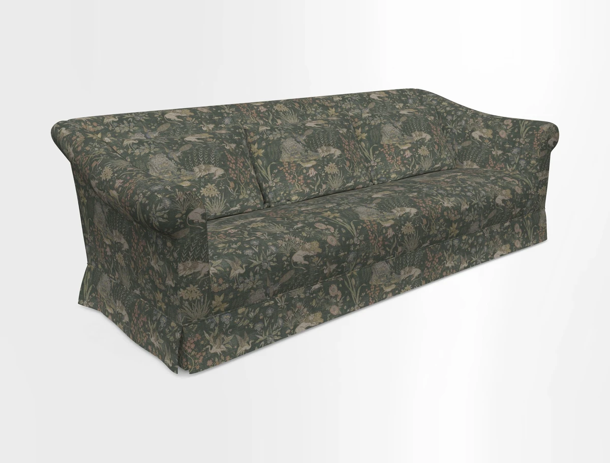 Turnberry 3 seater sofa in Contour Lines Berry with scatters in Frond Stripe Small Berry