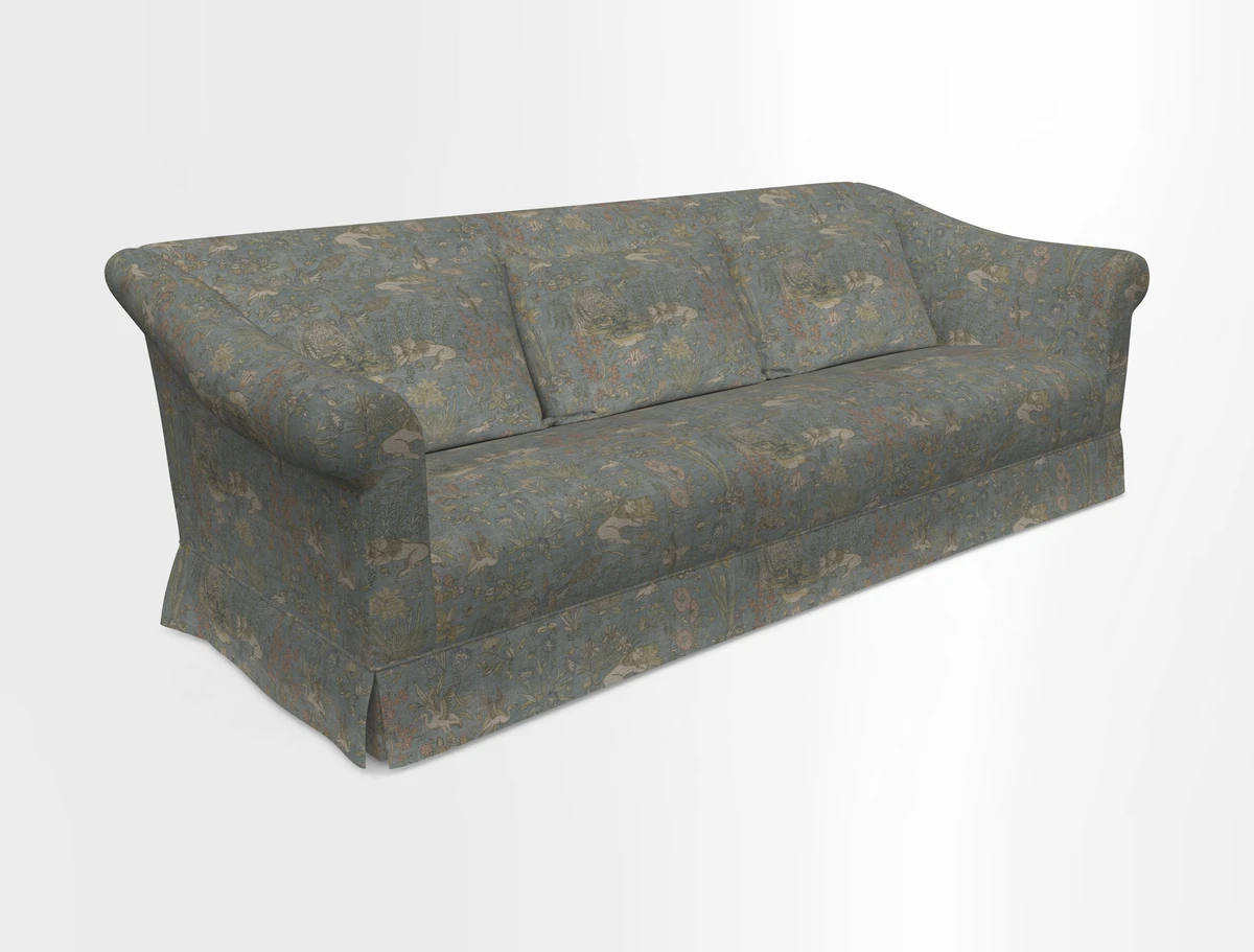 Turnberry 3 seater sofa in Contour Lines Berry with scatters in Frond Stripe Small Berry