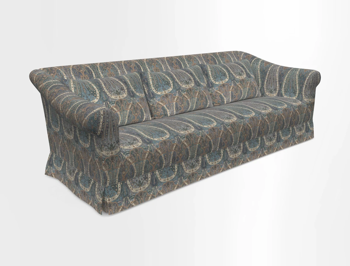 Turnberry 3 seater sofa in Contour Lines Berry with scatters in Frond Stripe Small Berry