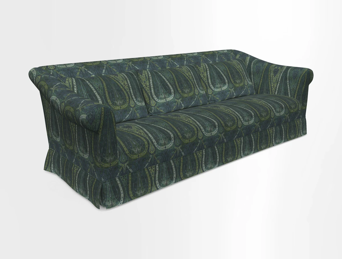 Turnberry 3 seater sofa in Contour Lines Berry with scatters in Frond Stripe Small Berry