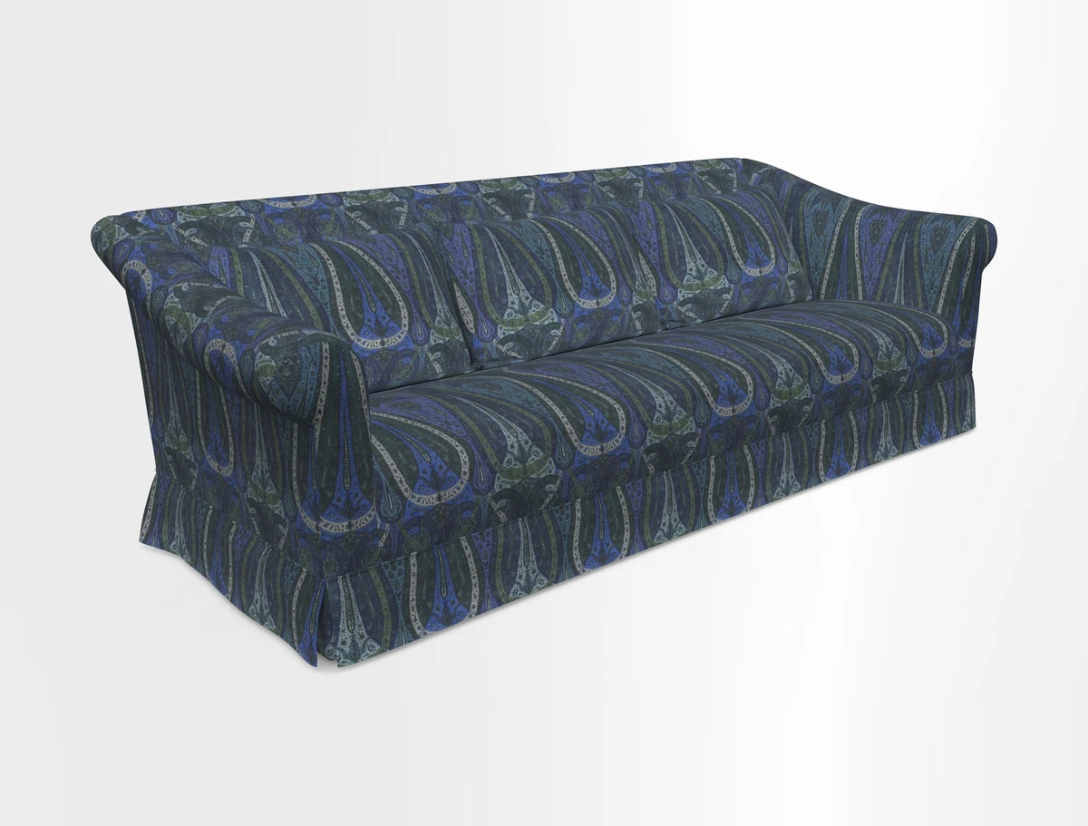 Turnberry 3 seater sofa in Contour Lines Berry with scatters in Frond Stripe Small Berry