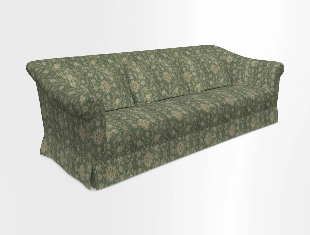 Turnberry 3 seater sofa in Contour Lines Berry with scatters in Frond Stripe Small Berry