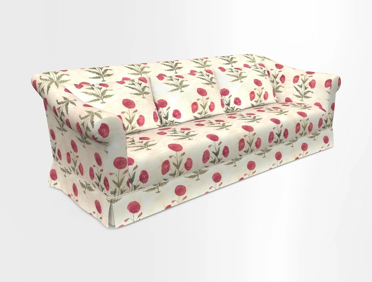 Turnberry 3 seater sofa in Contour Lines Berry with scatters in Frond Stripe Small Berry