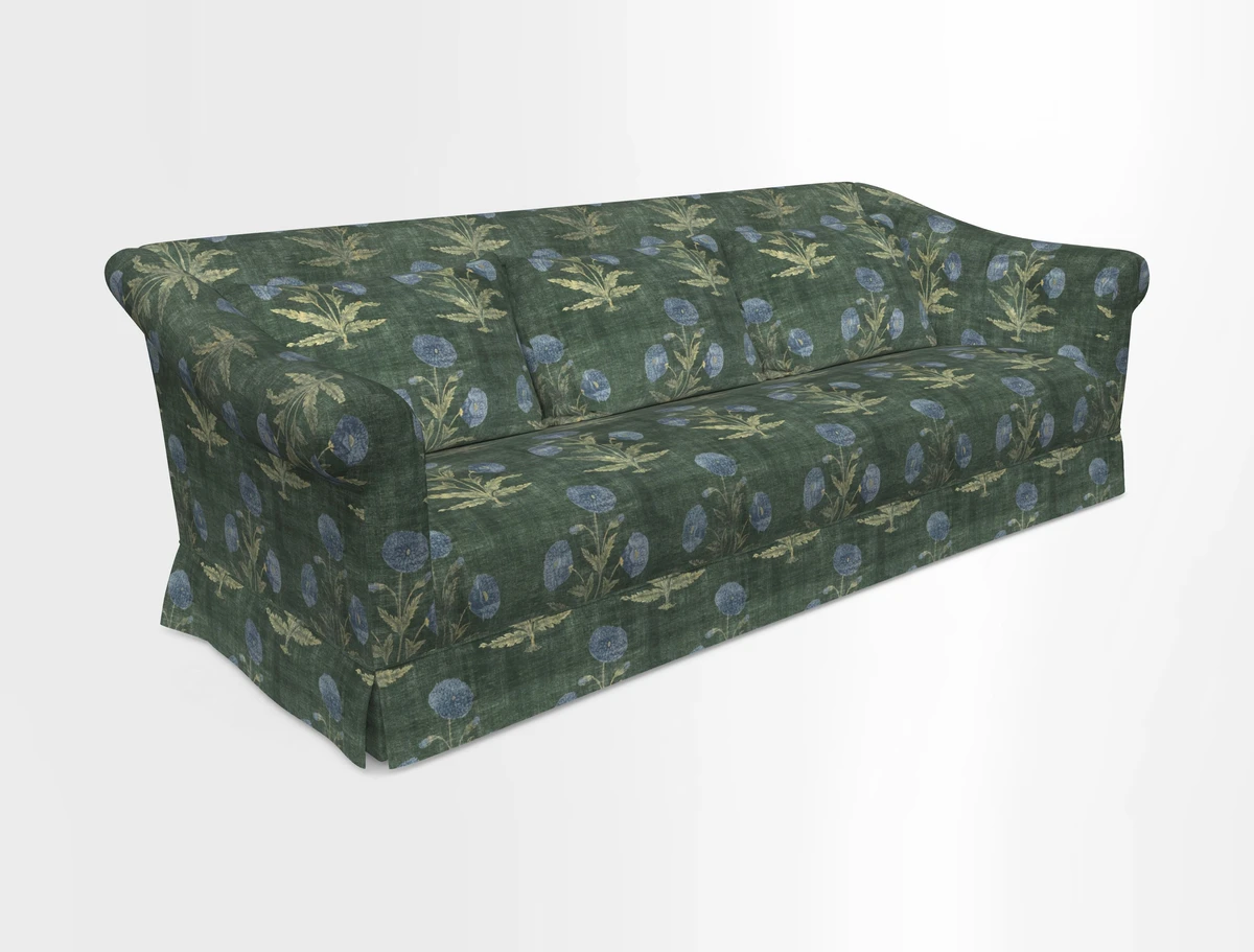 Turnberry 3 seater sofa in Contour Lines Berry with scatters in Frond Stripe Small Berry